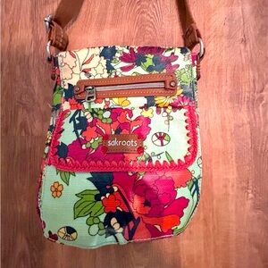 Sakroots Red and Pink Crossbody Bag Vibrant Floral Design
